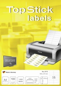Tarra-arkki A4, 16-jakoinen Tarra-arkki A4, 16-jakoinen