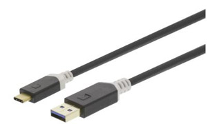 Kaapeli USB-A – USB-C (M/M), 1 metri