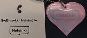 Helsinki Sydän -heijastin vaaleanpunaine