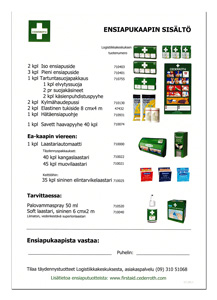 Ensiapukaapin sisältöluettelo A5, tarra