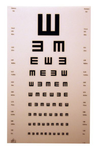 Näkötaulu E-kirjaimilla laminoitu 50cm