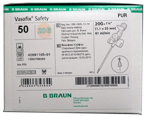 Laskimokanyyli turva 20G Vasofix Pun.