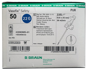 Laskimokanyyli turva 22G Vasofix Sininen