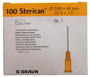 Neula, Injektio 20G 0.90x40mm keltainen Neula, Injektio 20G 0.90x40mm keltainen