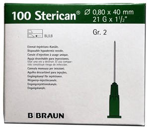 Neula, Injektio 21G 0.80x40mm vihreä