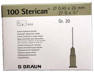 Neula, Injektio 27G harmaa 0.40x20mm