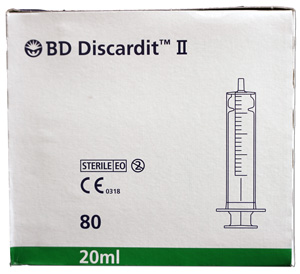 Ruisku BD Discardit 20ml luer muovimäntä